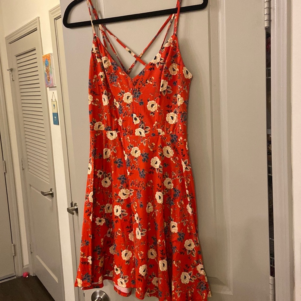 Red floral dress